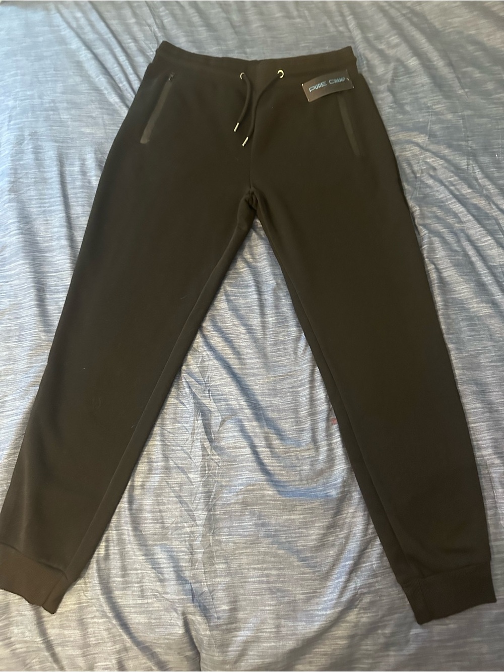 Pure Champ NWT Men’s Tech Fleece Jogger Sweatpants Matte Zip Pockets Black L